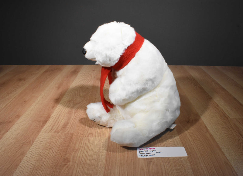 Yang Jee 1997 Polar Bear Plush With a Red Scarf