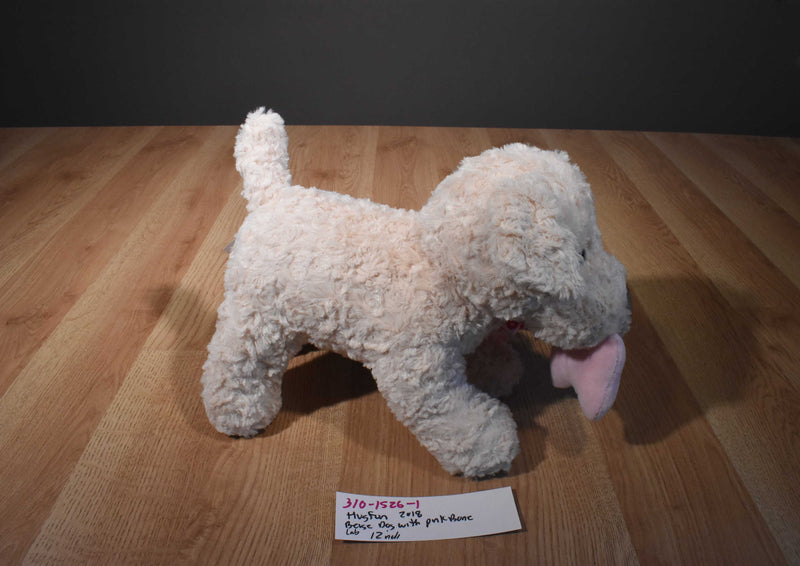 Hugfun Beige Labradoodle Dog With Pink Bone 2018 Plush