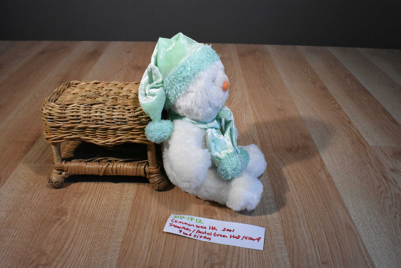 Commonwealth Snowman in Pastel Green Hat and Scarf 2001 Beanbag Plush