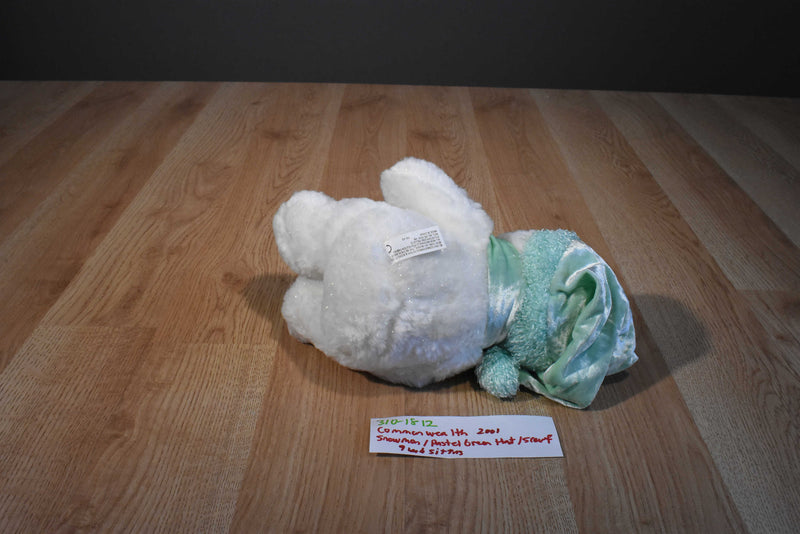 Commonwealth Snowman in Pastel Green Hat and Scarf 2001 Beanbag Plush