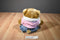 Build a Bear Tan Bear Beanbag Plush Wearing Pink Sweater Denim Skirt