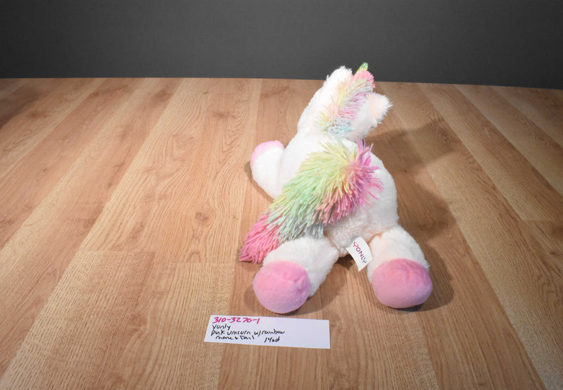 Yonly Pink Unicorn Plush With Rainbow Mane and Tail