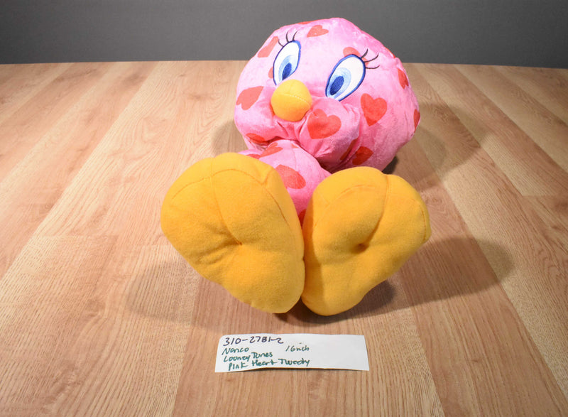 Nanco Looney Tunes Pink Tweety Bird with Hearts 2012 Plush