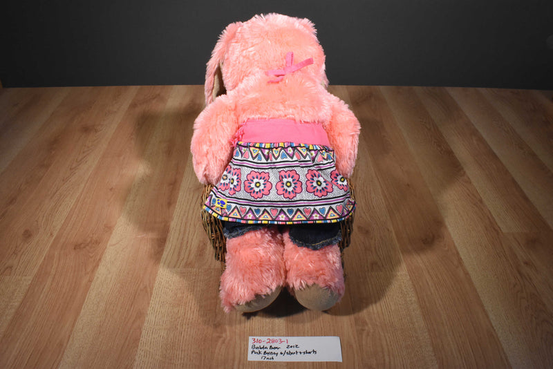 Build a Bear 2012 Pink Bunny Rabbit Plush in Blouse and Denim Shorts