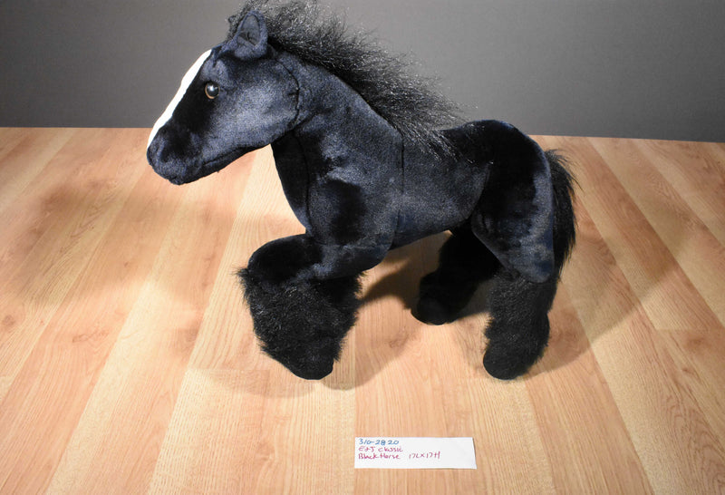 E & J Classics Black Horse with White Blaze Plush