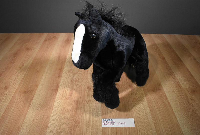 E & J Classics Black Horse with White Blaze Plush