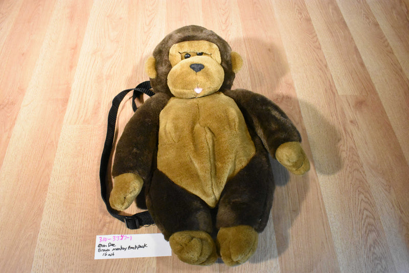 Dan Dee Brown Monkey Chimp Gorilla  Plush Backpack