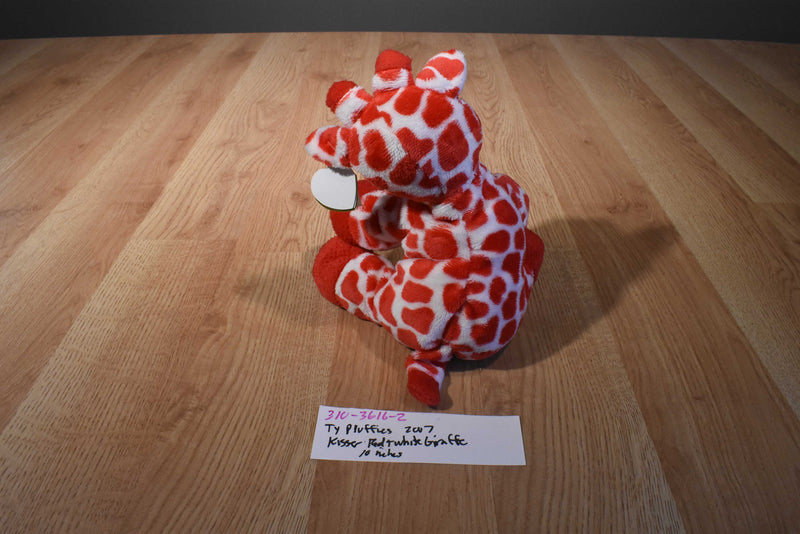 Ty Pluffies Kisser Red and White Giraffe 2007 Beanbag Plush