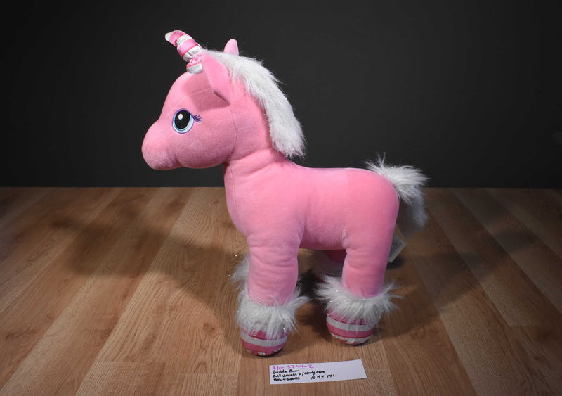 Build a Bear Pink Unicorn 2018 Plush With Candy Cane Horn and Hooves