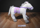 Pottery Barn Kids White Horse Plush With Purple Flower Saddle