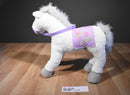 Pottery Barn Kids White Horse Plush With Purple Flower Saddle