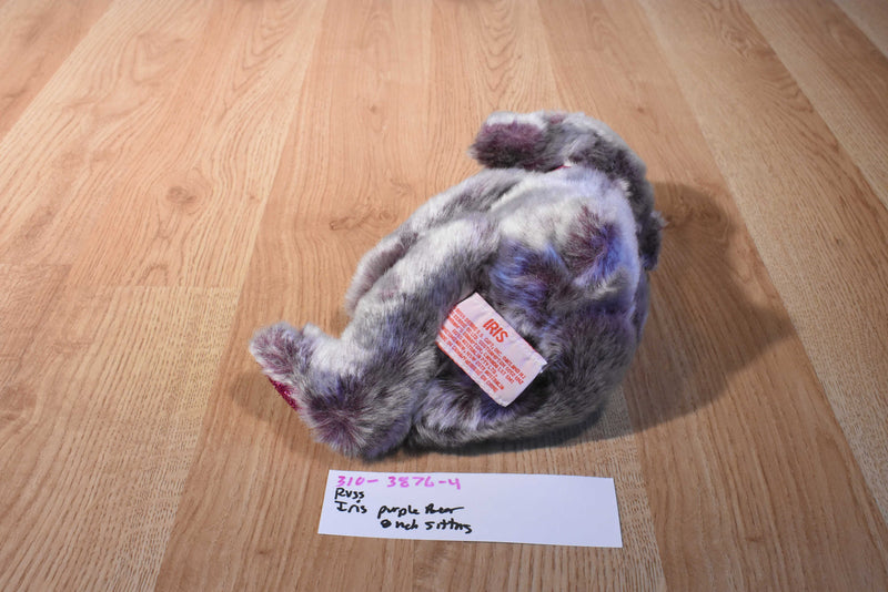 Russ Iris Purple Bear Beanbag Plush With a Purple Bow