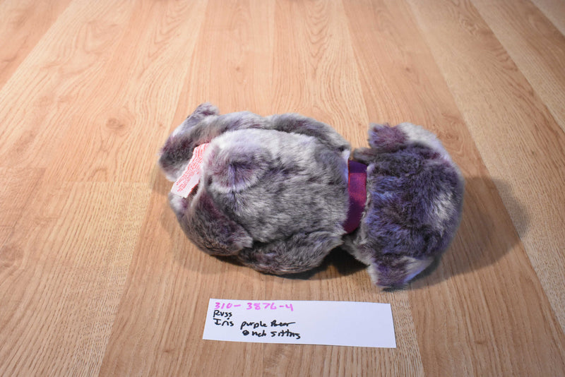 Russ Iris Purple Bear Beanbag Plush With a Purple Bow