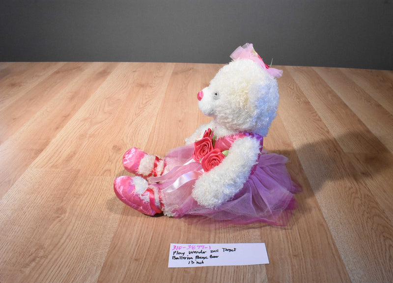 Play Wonder White Ballerina Bear 2011 Beanbag Plush in a Pink Tutu