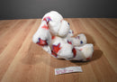 Build a Bear Patriotic White Puppy Dog With Red and Blue Stars Plush