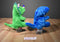 Gibson Greetings Green Triceratops and Blue Brachiosaurus Hand Puppets