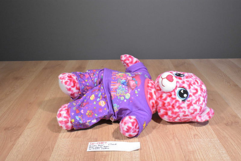 Build-a-Bear Pink Heart Teddy Bear Plush With Trolls Clothes