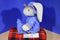 P J Toys White Bunny Rabbit in Vinyl Blue Rain Coat and Boots Plush