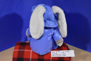 P J Toys White Bunny Rabbit in Vinyl Blue Rain Coat and Boots Plush