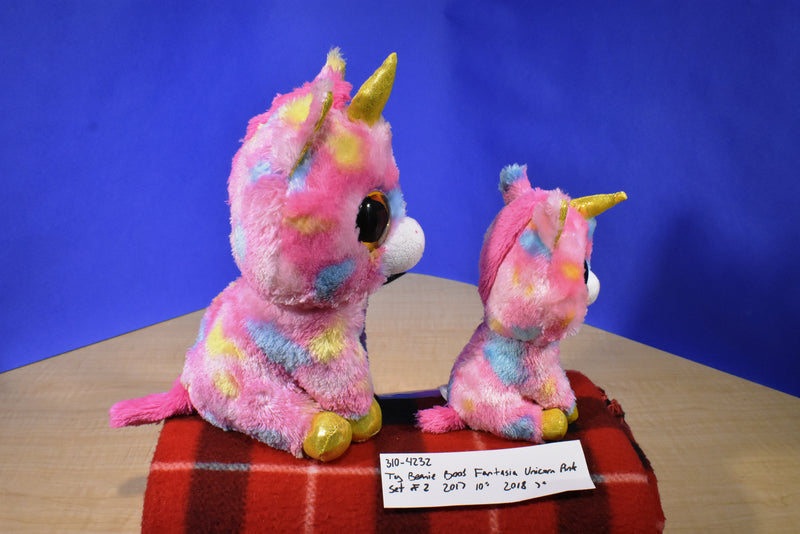 Ty Beanie Boos Fantasia Pink Unicorn Beanbag Plushes Set of 2