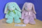 Ty Buddy Hippity 1998 and Floppity 2000 Bunnies Beanbag Plushes