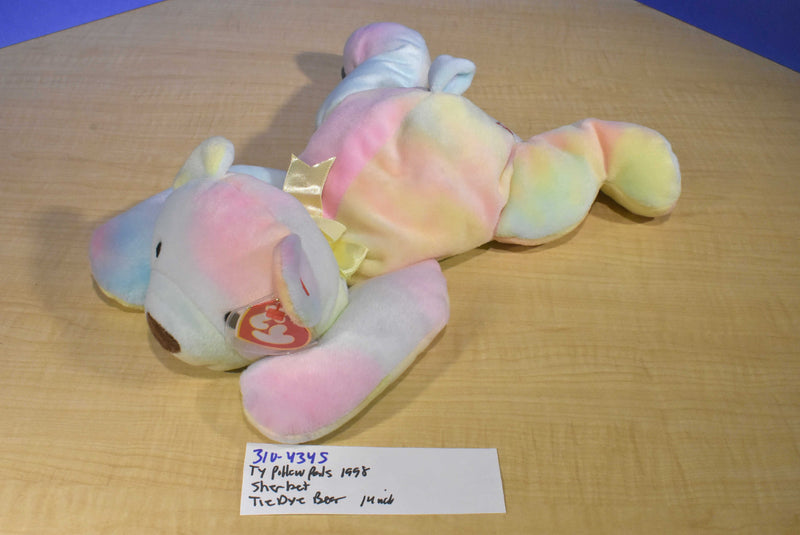 Ty Pillow Pals Sherbet Pastel Rainbow Bear 1998 Plush