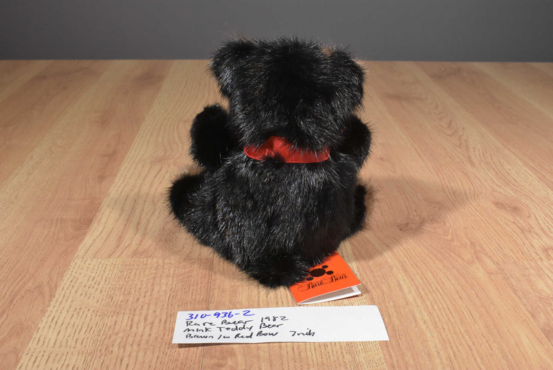 Rare Bear Black and Brown Mink Fur Teddy 1982 Plush