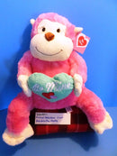 Animal Adventure Valentines Pink Monkey with Blue Heart Plush