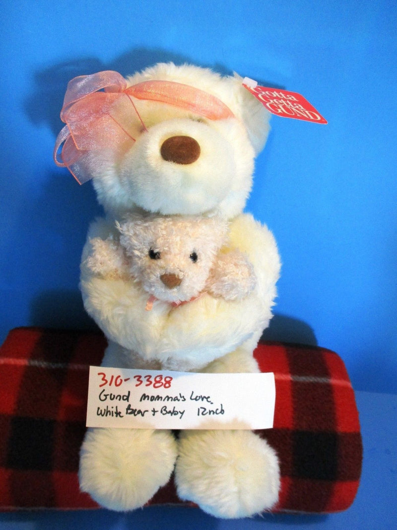 Gund Momma's Love White Bear and Baby Plush