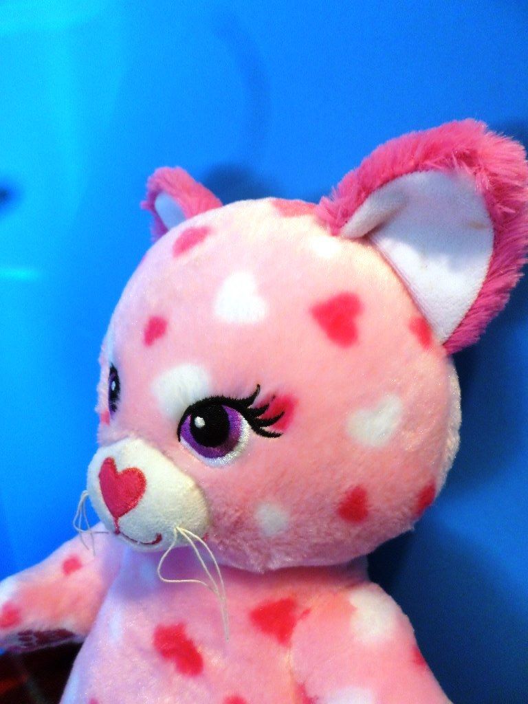 Build-A-Bear Huggable Hearts Pink Meowing Cat Plush