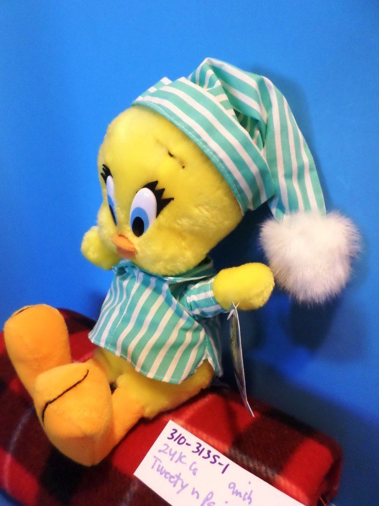 24K Warner Bros Looney Tunes Tweety in Pajamas 1993 Plush